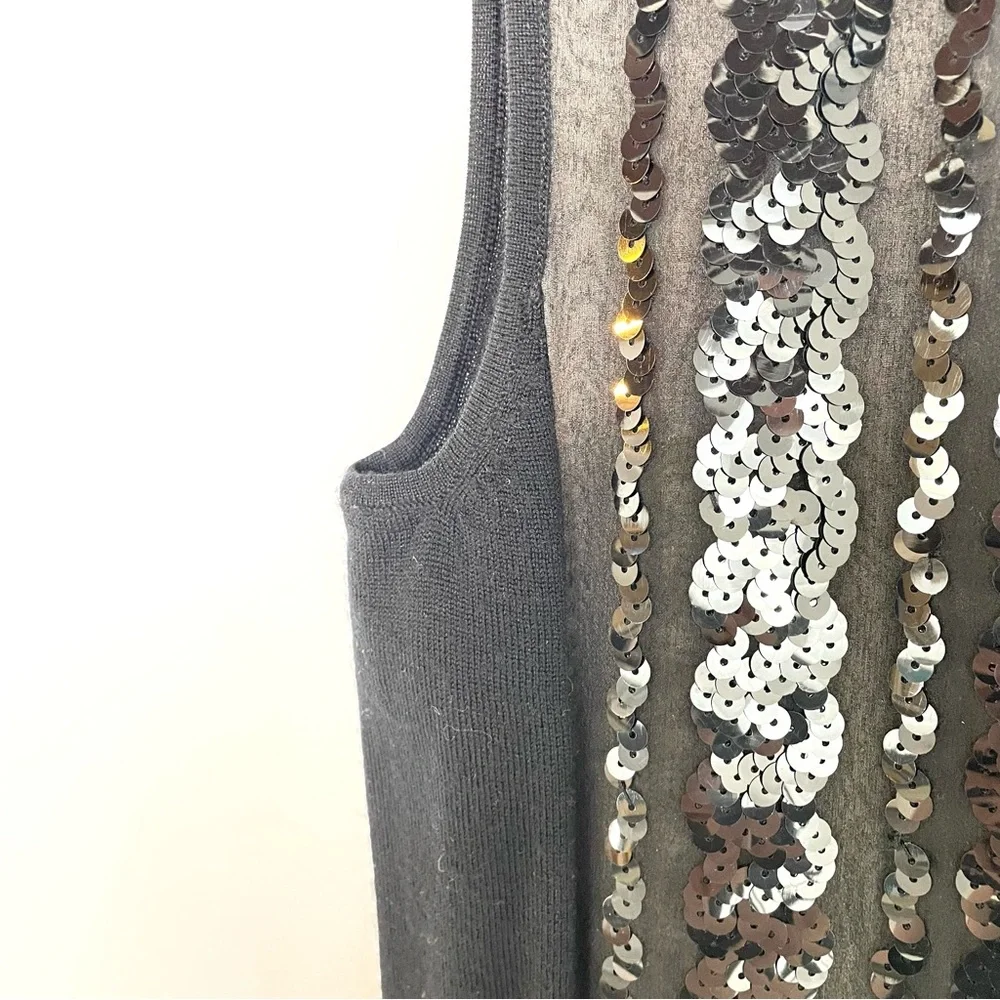 Statement Top | Tory Burch Sequin Embroidered Sleeveless Silk Fine Knit Sweater
